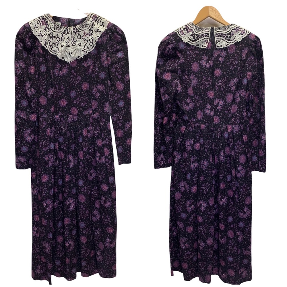 Vintage Laura Ashley Floral Bib Collar Dress